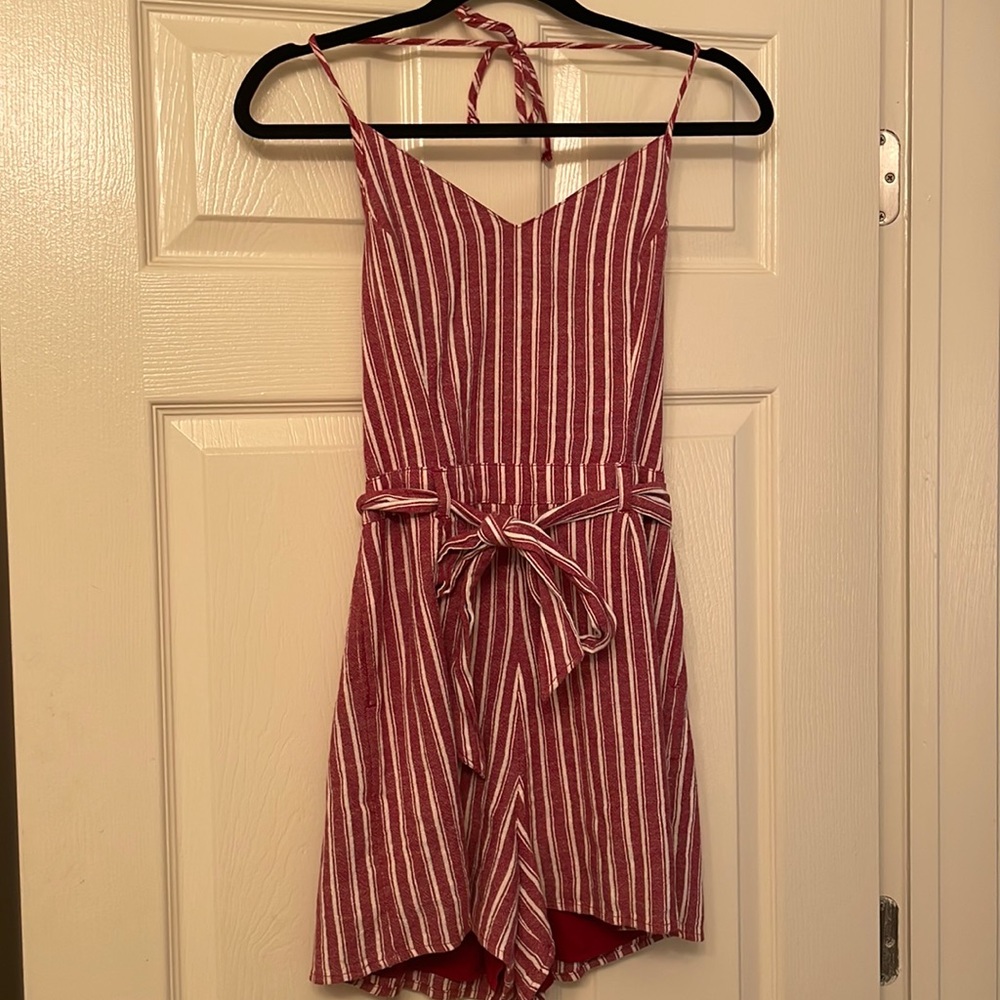 Hollister Red Stripe halter romper